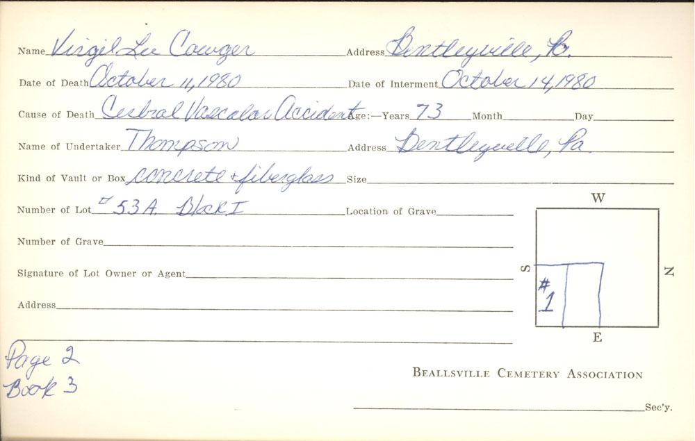 burial card